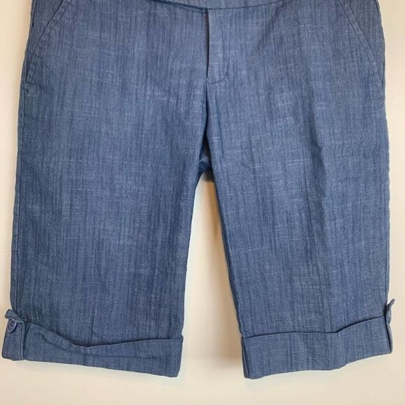 Mandee Solid Navy Blue Cotton Blend Stretchy Capri Bermuda Shorts Size 3 - Picture 4 of 8